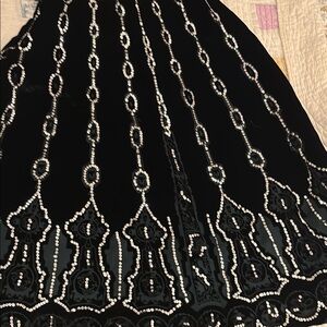 Chic Black Dress with Silver Beadwork